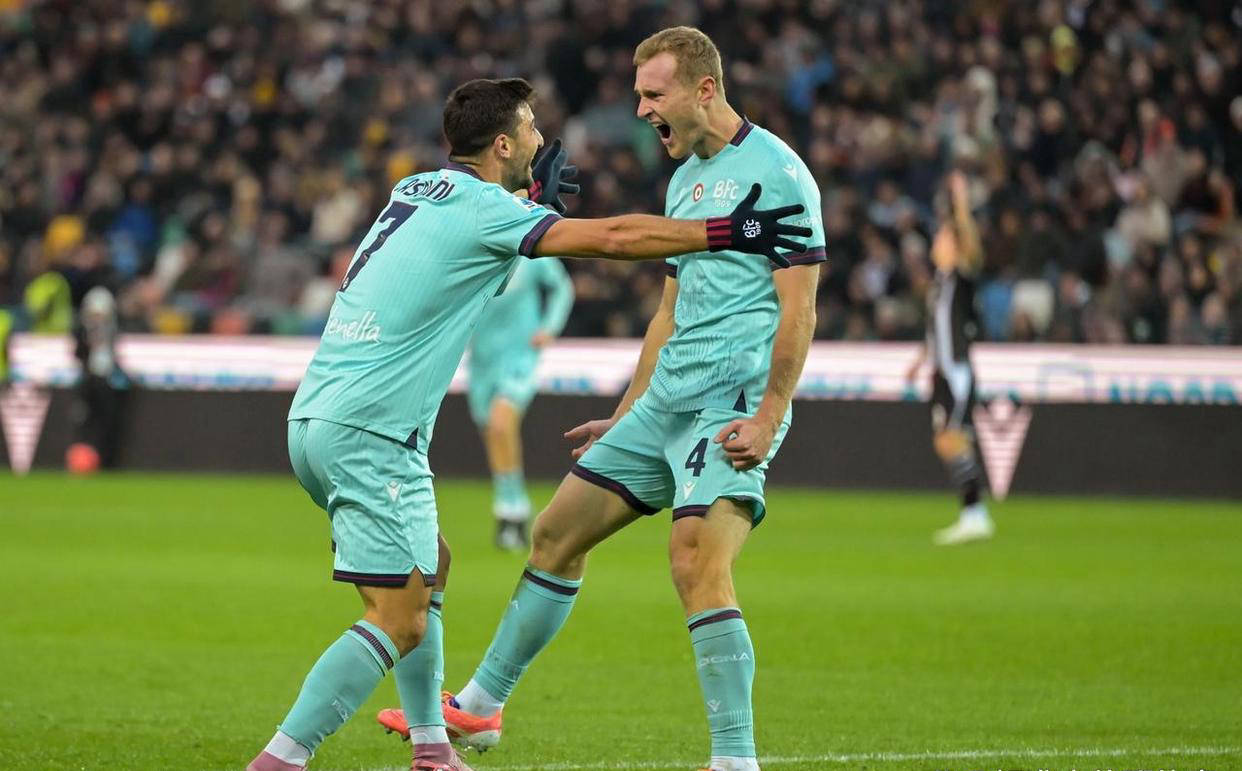 博洛尼亚3-0客场大胜乌迪内斯，高压逼抢制胜，升至意甲第三